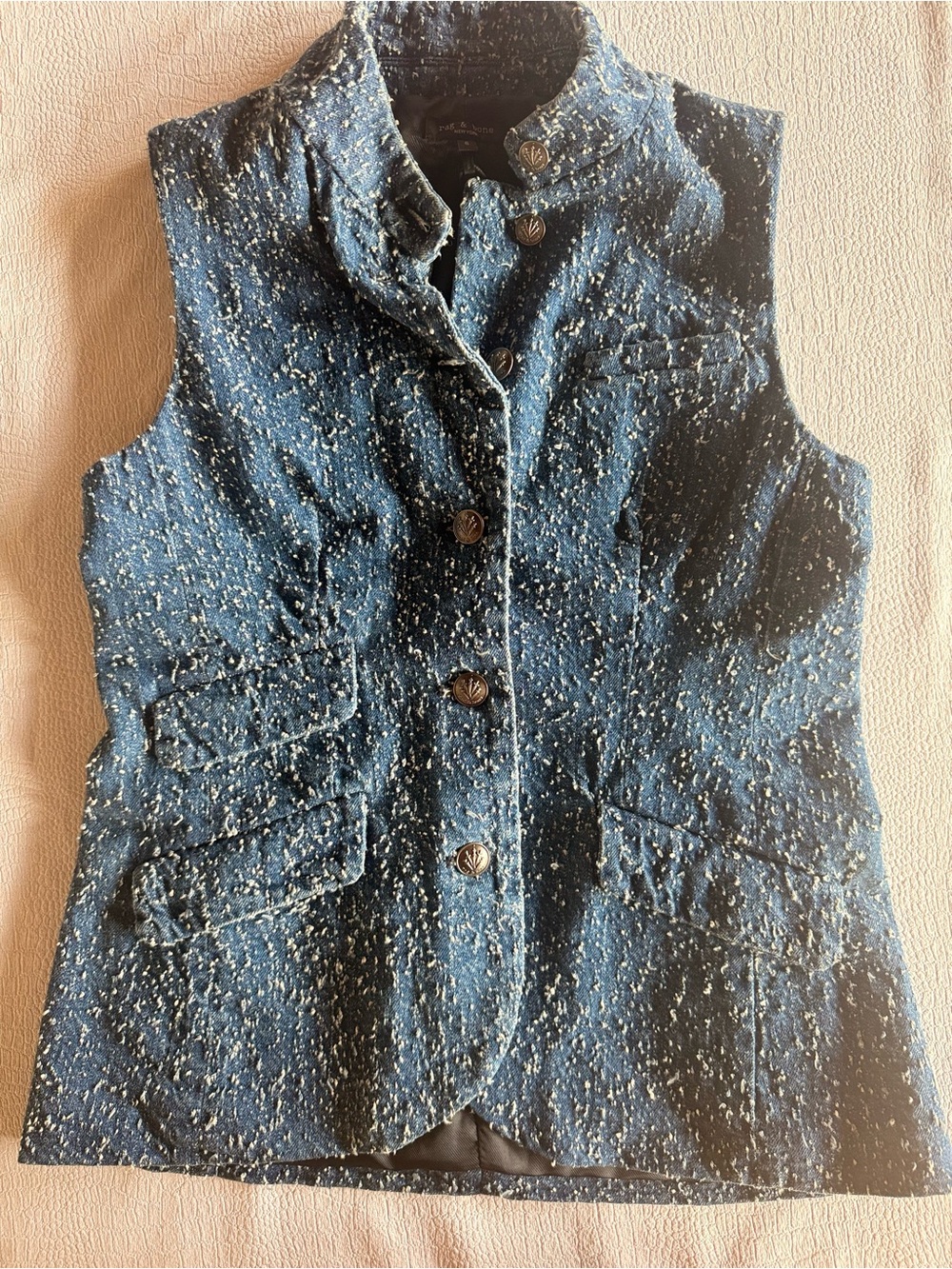 Like New rag & bone Textured Tweed Denim Vest – Size 6 – Military Style